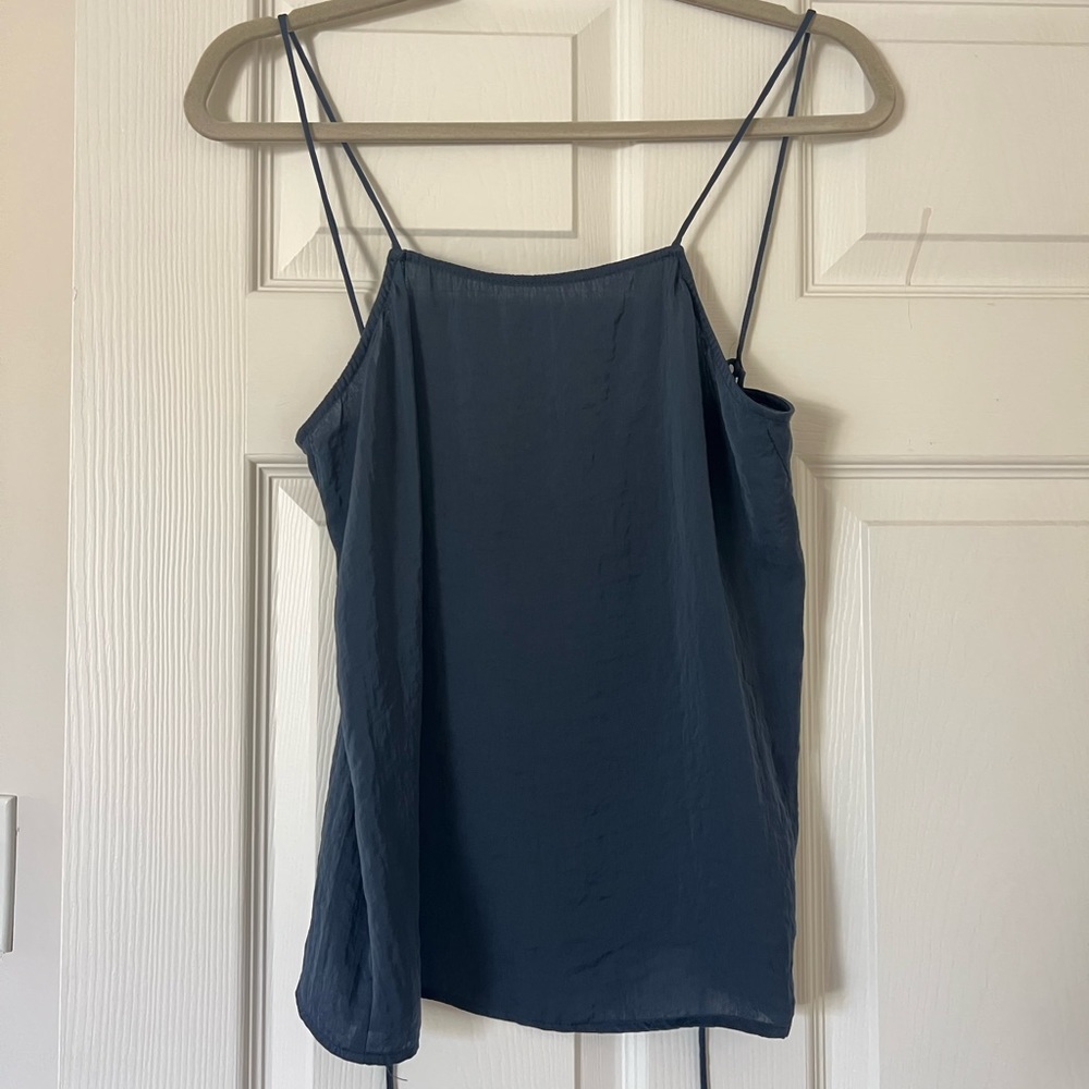 The Fifth Label Navy Blue Satin Crinkle Cami Top with Tie Back